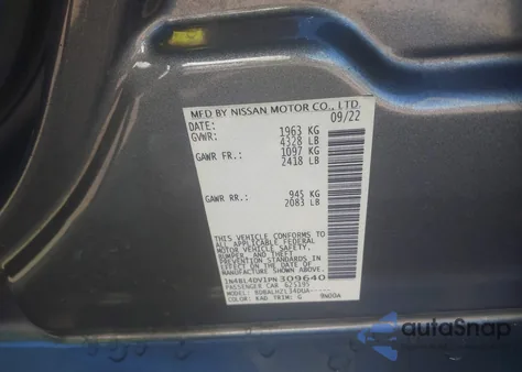 2023 Nissan Altima Sv Fwd z USA, uszkodzony, nr VIN 1N4BL4DV1PN309640